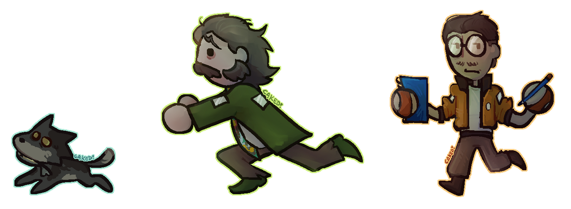 chibi, different shading styles (left to right - flat, simple, detailed)